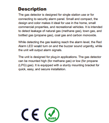 GC513 AC Powered Plug-In Combustible Gas & Carbon Monoxide Alarm