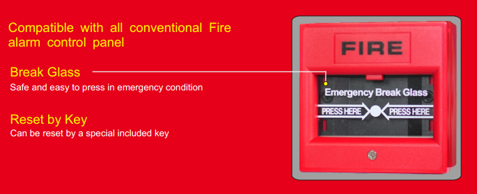 Conventional Fire Alarm Control System: SB106 Manual Call Point